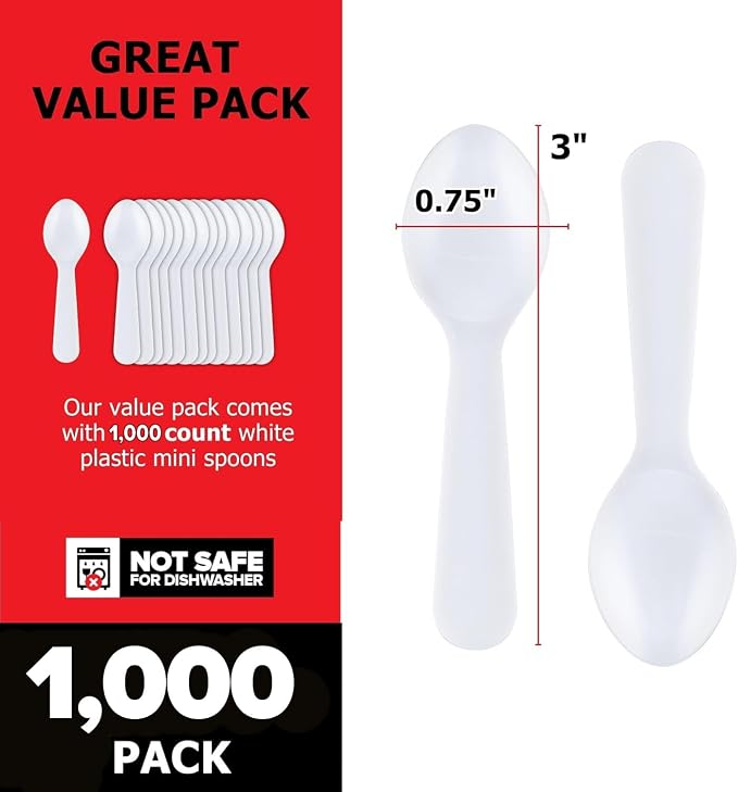 Stock Your Home 1000 Count 3-Inch Plastic Mini Taster Spoons - Image 2