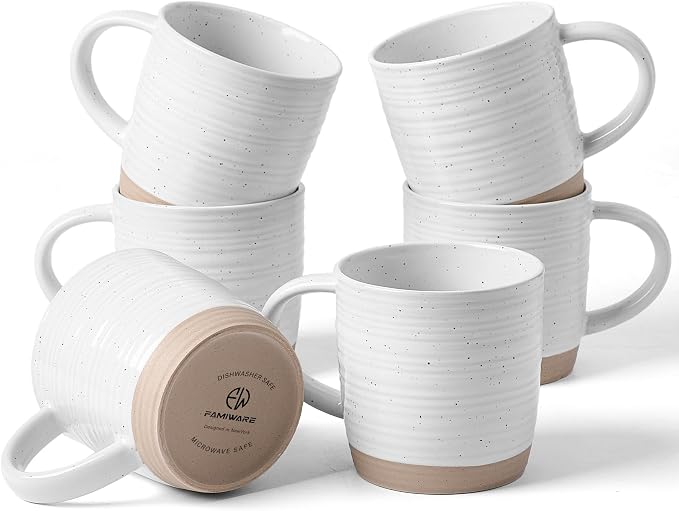 famiware Coffee Mugs Set of 6, 13 oz Mug Set, Ceramic Cup Set by Famiware