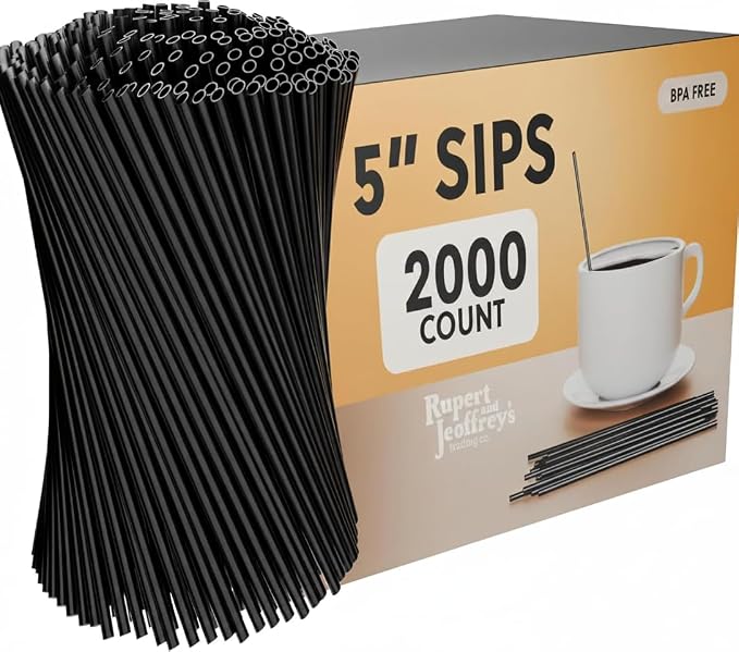 5 Inch Plastic Stirrer Straws Sticks Short Coffee Sip Straws by RupertandJeoffreysTradingCo