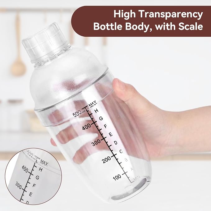 530ml Cocktail Shaker, Food Grade Plastic Highly Transparent Drink Shaker Cup - Image 3