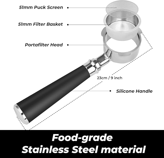 51mm Bottomless Portafilter 3 Ears Fits - Image 4