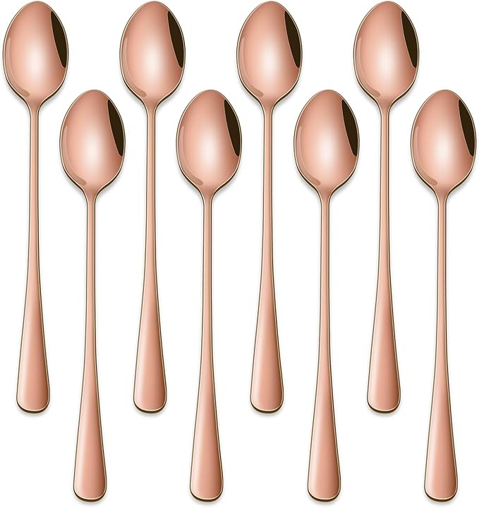 7.5 Inches Long Handle Coffee Stirring Spoons, Copper Stainless Steel Ice Cream by DEHOVKitchen