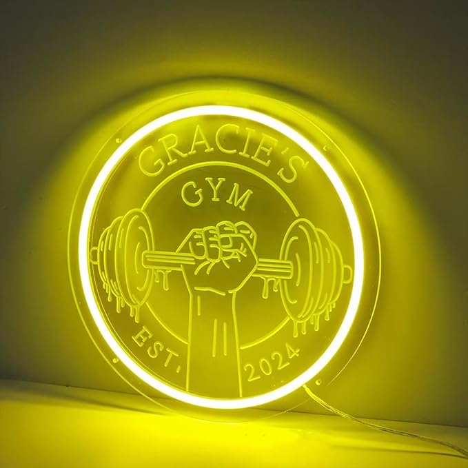 Custom Gym Name Neon Sign Dumbbell LED Neon Light Gym Blue Barbell Neon Light - Image 4
