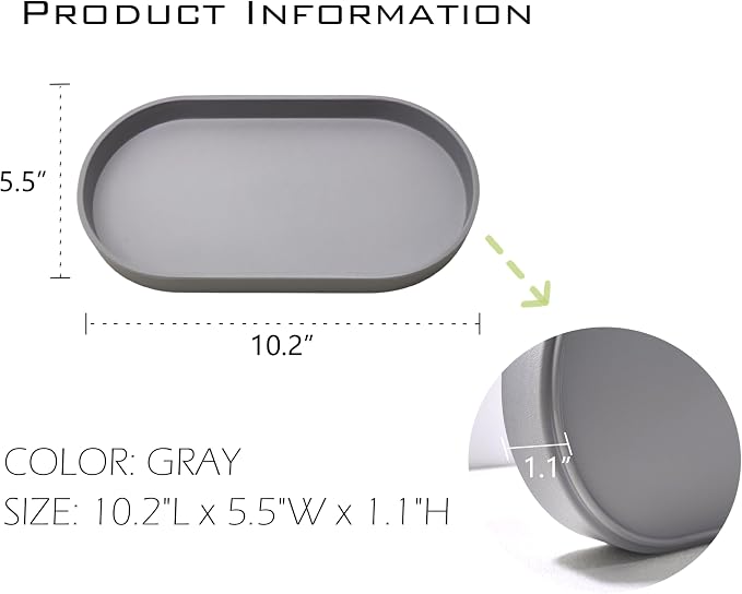 Gray Small Tray, Oval Tray, Countertop Organizer | - Image 6