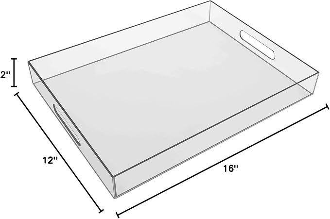 Sooyee Clear Acrylic Tray Decorative, Vanity Countertop, Large Ottoman Tray - Image 8