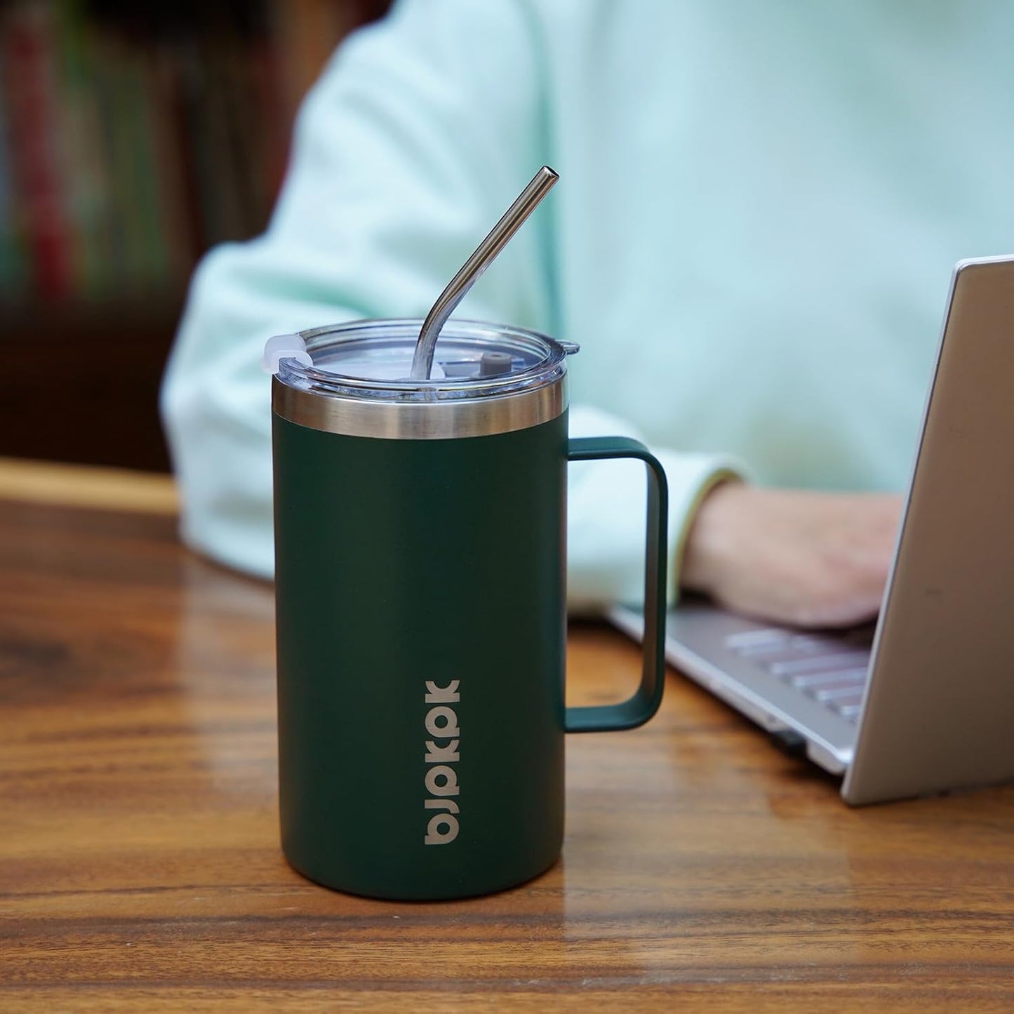 BJPKPK Insulated Coffee Mug with 2 Lids, 25oz Stainless Steel Insulated Tumbler with Handle, Double Wall Vacuum Coffee Cups, BPA Free Travel Mug for Coffee, Tea and Drinks, Black