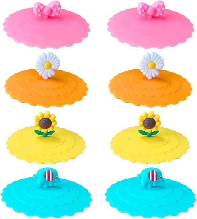 8 Pcs Silicone Cup Covers, Colorful Anti-Dust Coffee Cup Lid Covers by Unknown