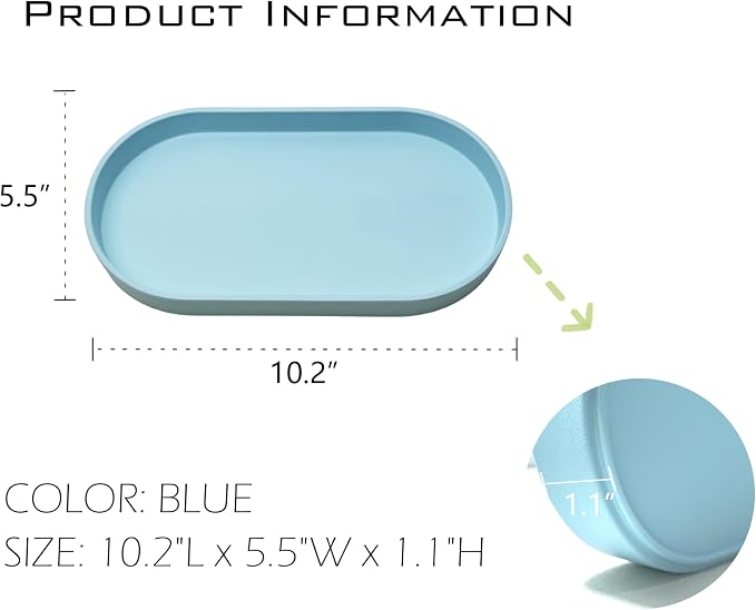 Blue Small Tray, Oval Tray, Countertop Organizer | - Image 6