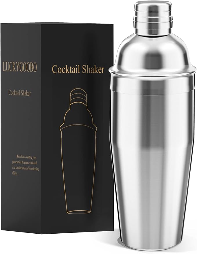 LUCKYGOOBO Cocktail Shaker, 24 oz Martini Shaker, Drink Shaker Built-in Strainer by LUCKYGOOBO