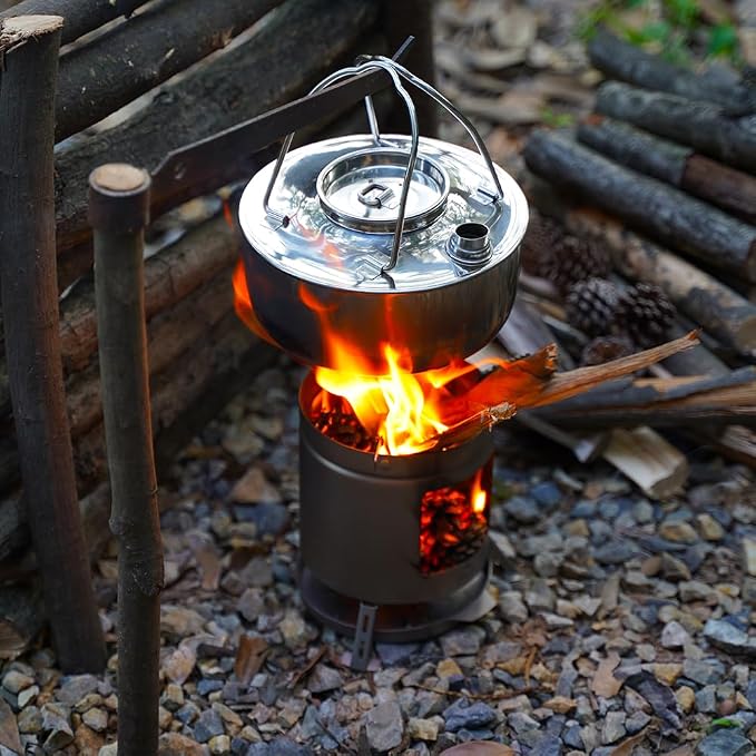 widesea 1.7L Stainless Steel Camping Kettle Food-Grade 304 Tea Pot - Image 5