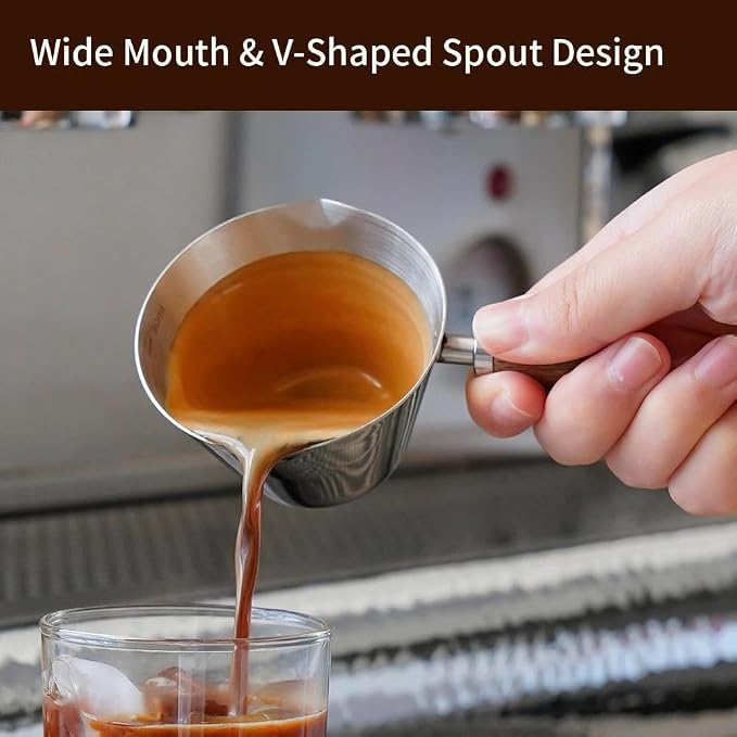 watchget Stainless Steel Espresso Cups, Double Spout & Dual Scale Measuring Cup - Image 3