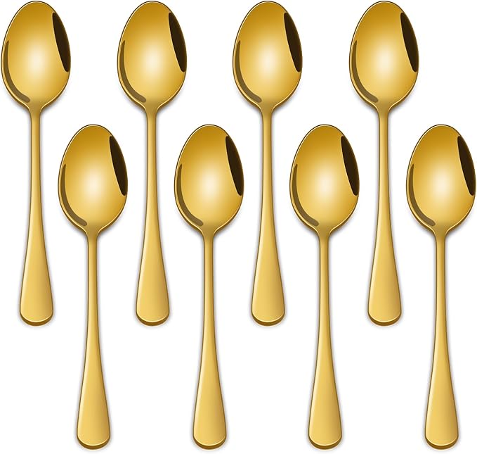 DEHOV 4.7 Inches Coffee Spoon, 8-Piece Cute Gold Espresso Spoons, Mini Coffee by DEHOVKitchen