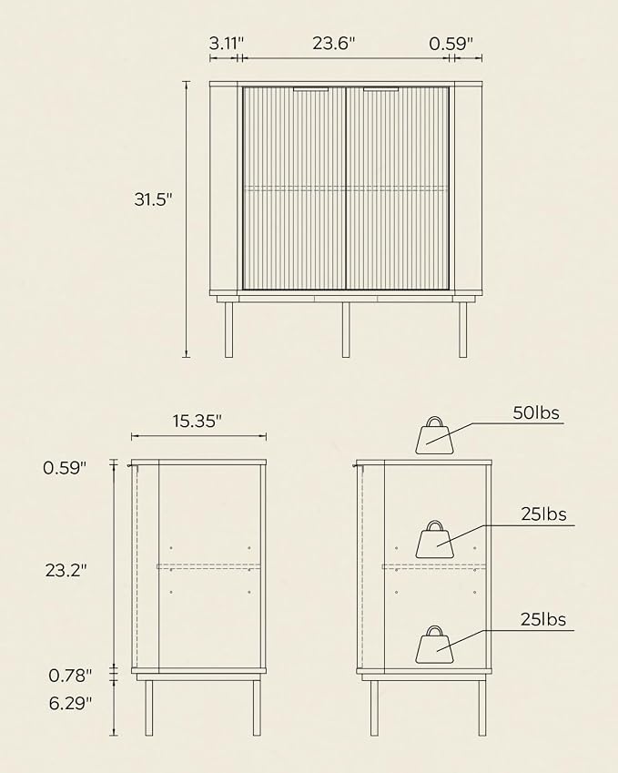 Fluted Corner Cabinet, Modern Small Floor Storage Cabinet - Image 2