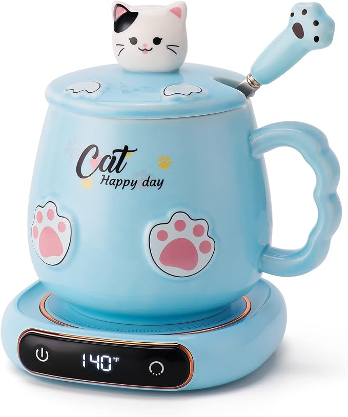 Bgbg Coffee Mug Warmer & Cute Cat Mug Set, Beverage Cup Warmer by Bgbg
