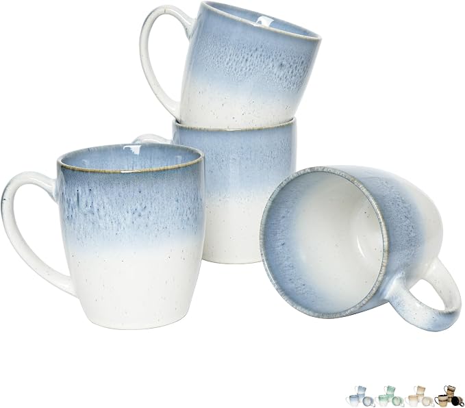 Bosmarlin Ceramic Coffee Mug Set of 4, 17 Oz, 4 Colors to Choose, Tea Cups by Bosmarlin