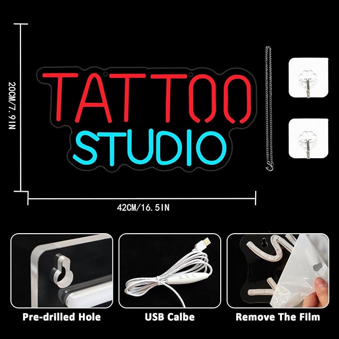 Tattoo Neon Sign For Wall Decor, Tattoo Studio Neon Sign Dimmable Tattoo Neon - Image 3