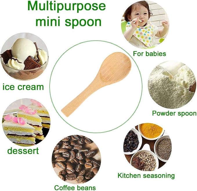 20 Pack 3.5'' Mini Wooden Spoons, Tiny Teaspoon - Image 3