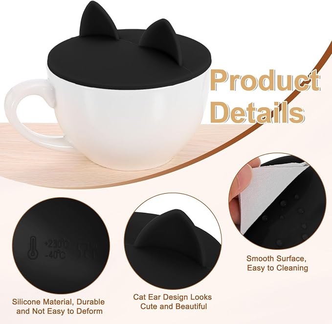 uxcell 3Pcs Silicone Cat Ear Mug Covers, 3.9 Inch, Microwave & Dishwasher Safe - Image 3