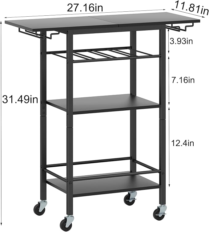 LAATOOREE Bar Cart 4 Tier, Home Serving Cart, Rolling Kitchen Shelf - Image 2