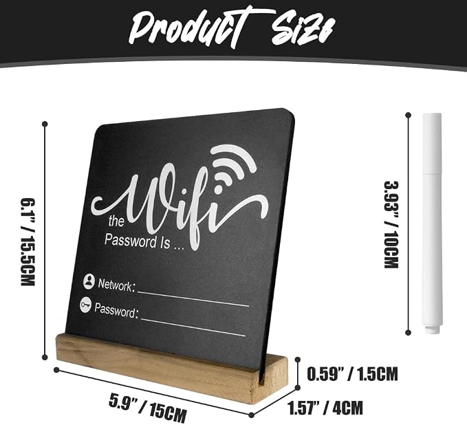 WiFi Password Sign Wooden WiFi Sign Wireless Network Sign Table Chalkboard - Image 3