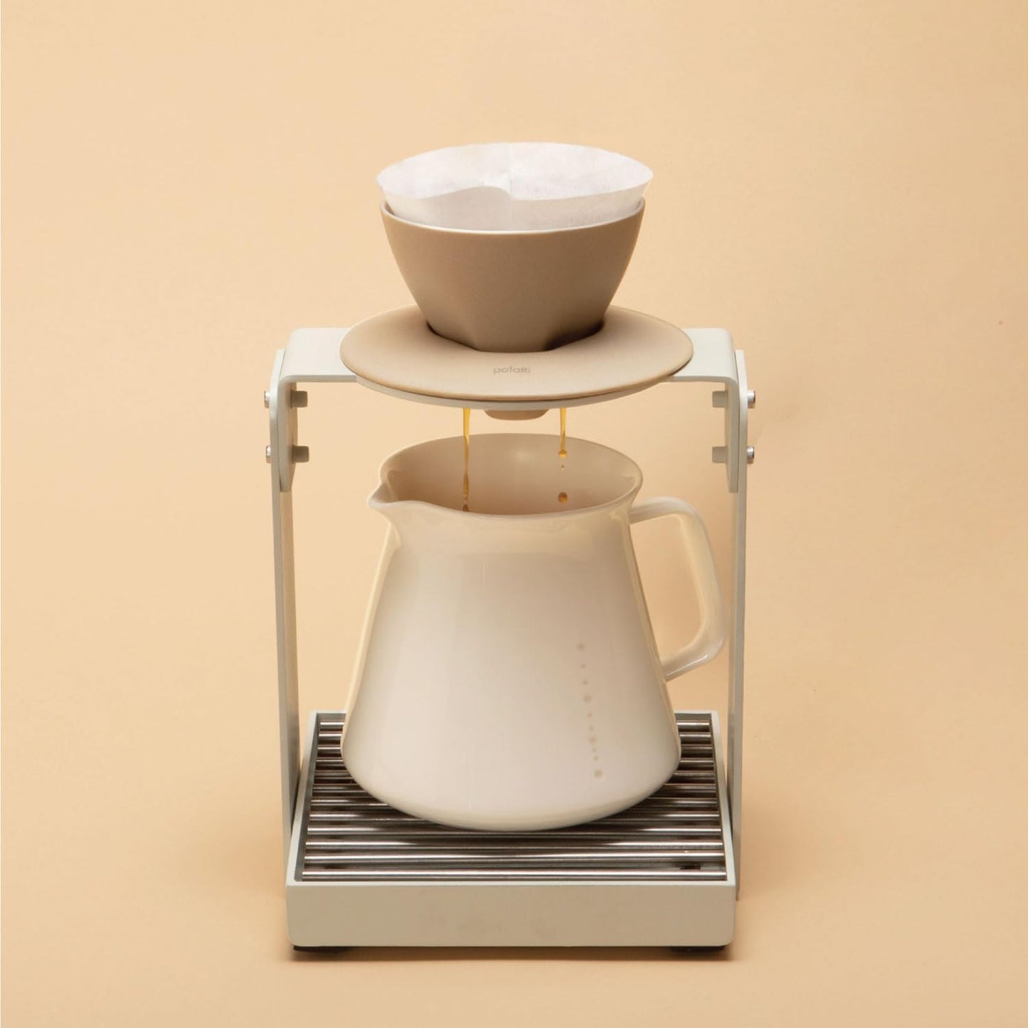 palatti Terra Porcelain Pour Over Coffee Dripper, Ceramic Pour Over Coffee Maker, Adapt to 102 or #2 Trapezoid Cone Filters, Slower Flow Rate, Interchangeable Wall and Base, 1-4 cups