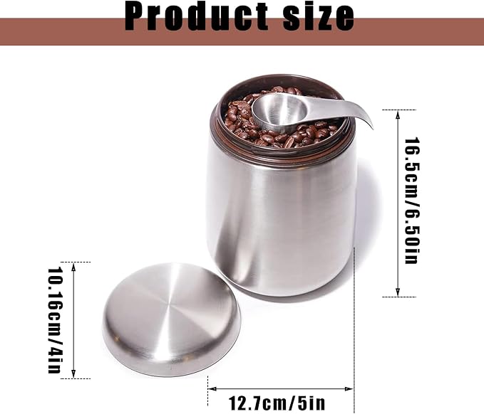 MEKBOK Coffee Canister, Airtight Stainless Steel Kitchen Food Storage Container - Image 5