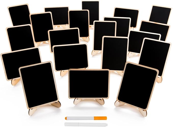 DSTELIN 20 Pack Wood Mini Chalkboards Signs by DSTELIN