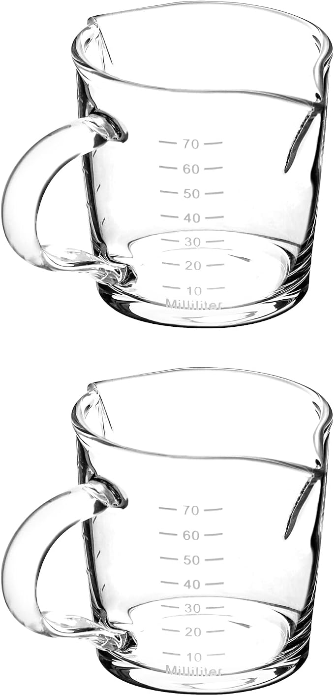 QWORK Espresso Shot Glass with Handle, 2 Pack 3-Ounce Double Spout Glass - Image 7