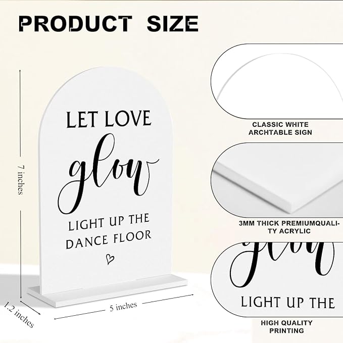 Let Love Glow Sign Wedding, Wedding Table Signs - Image 3