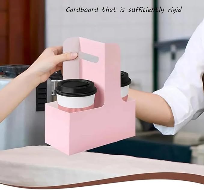 Cup Drink Flower Carrier with Handle Cardboard Coffee Caddy Disposable Cup - Image 5