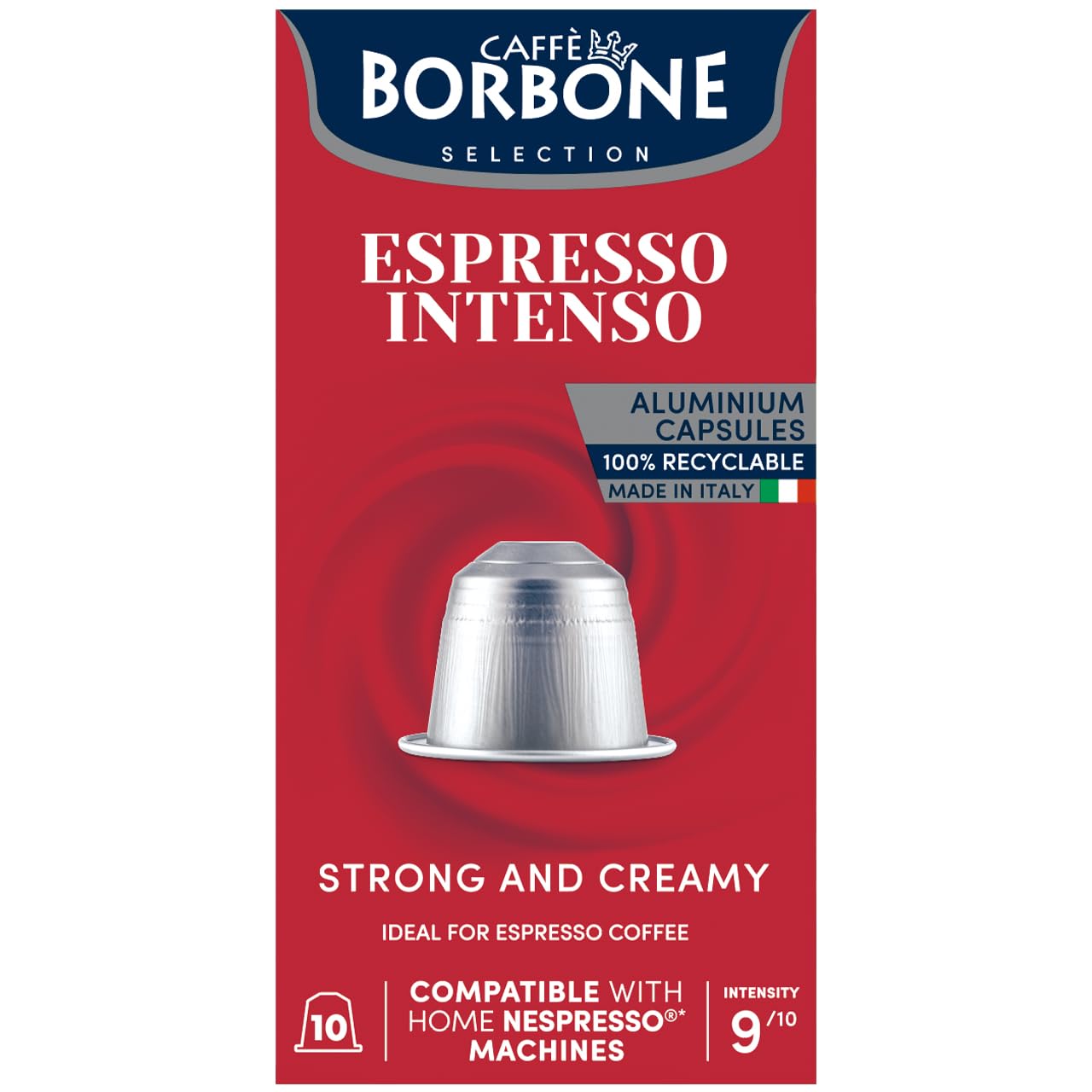 Caffe Borbone Aluminum Coffee Pods Compatible with Nespresso Original Machines, Espresso Intenso, Medium Roast, Strong and Creamy, Genuine Italian Coffee - 50 Count
