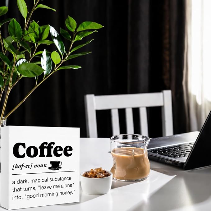 Coffee Bar Decor, Farmhouse Cafe Wooden Sign, Coffee Definition Cafe Sign - Image 3