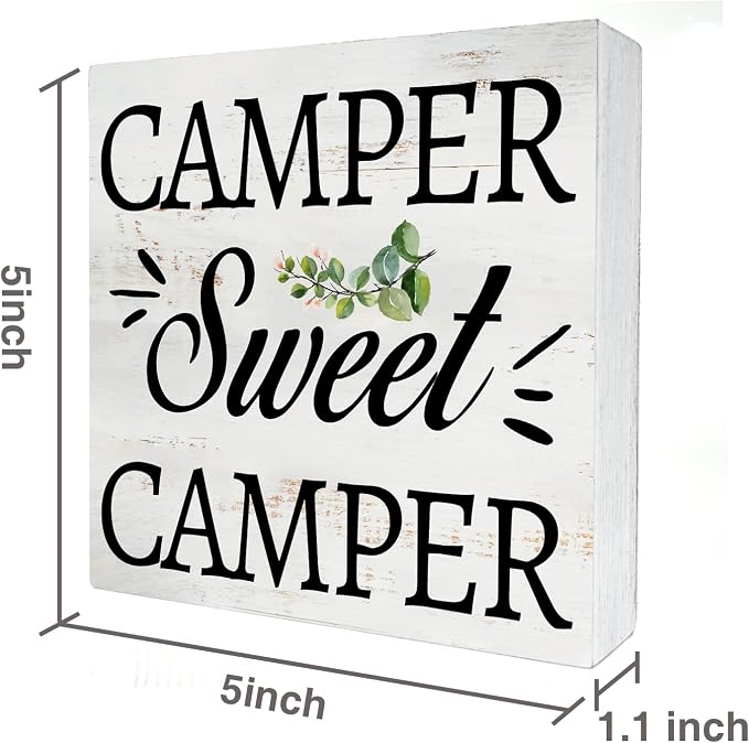 Camper Sweet Camper Wood Box Sign Home Decor Rustic Camping Quote Wooden Box - Image 2
