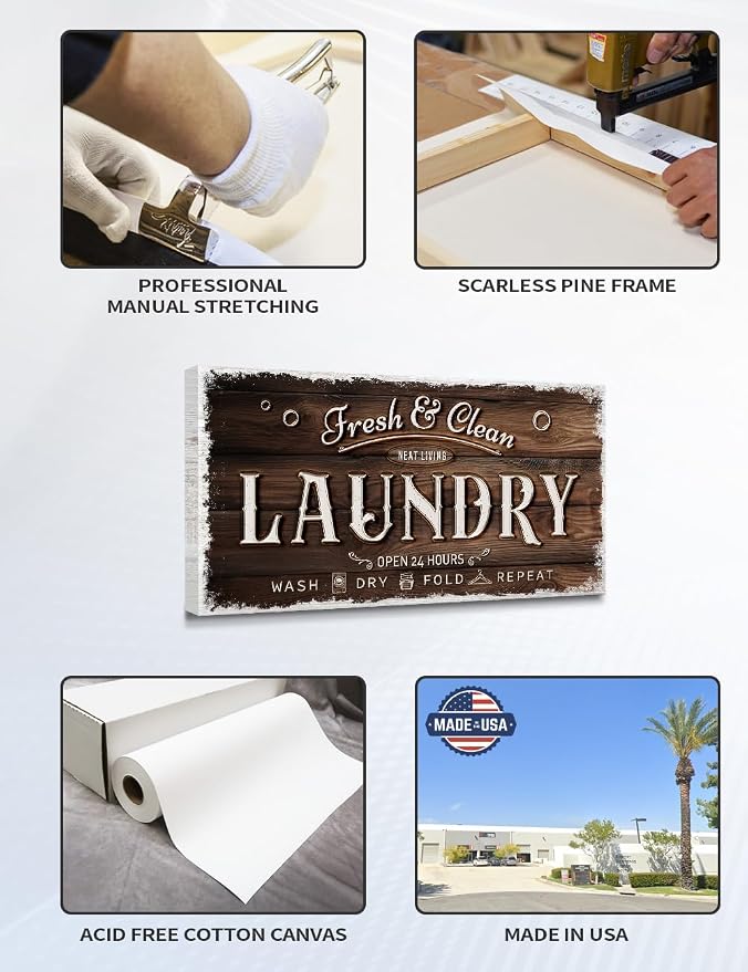 IPIC - Laundry Room Decor, Rustic Canvas Wall Art Print on Acid-Free Cotton - Image 5