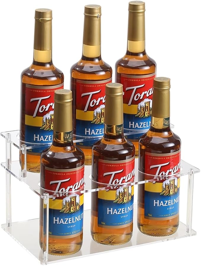 IEEK Coffee Syrup Rack Organizer 2-Tier 6 Syrup Bottles Holder Stand by IEEK
