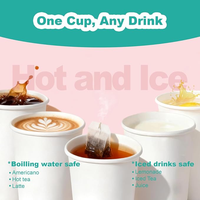 8 oz 1000 Pack Disposable Coffee Cups, Bulk White Disposable Paper Cups - Image 6