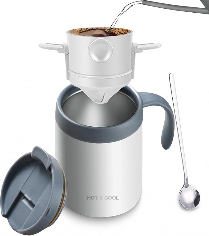 Portable Pour Over Coffee Maker Set, 304 Stainless Steel Vacuum Insulated Mug by Unknown