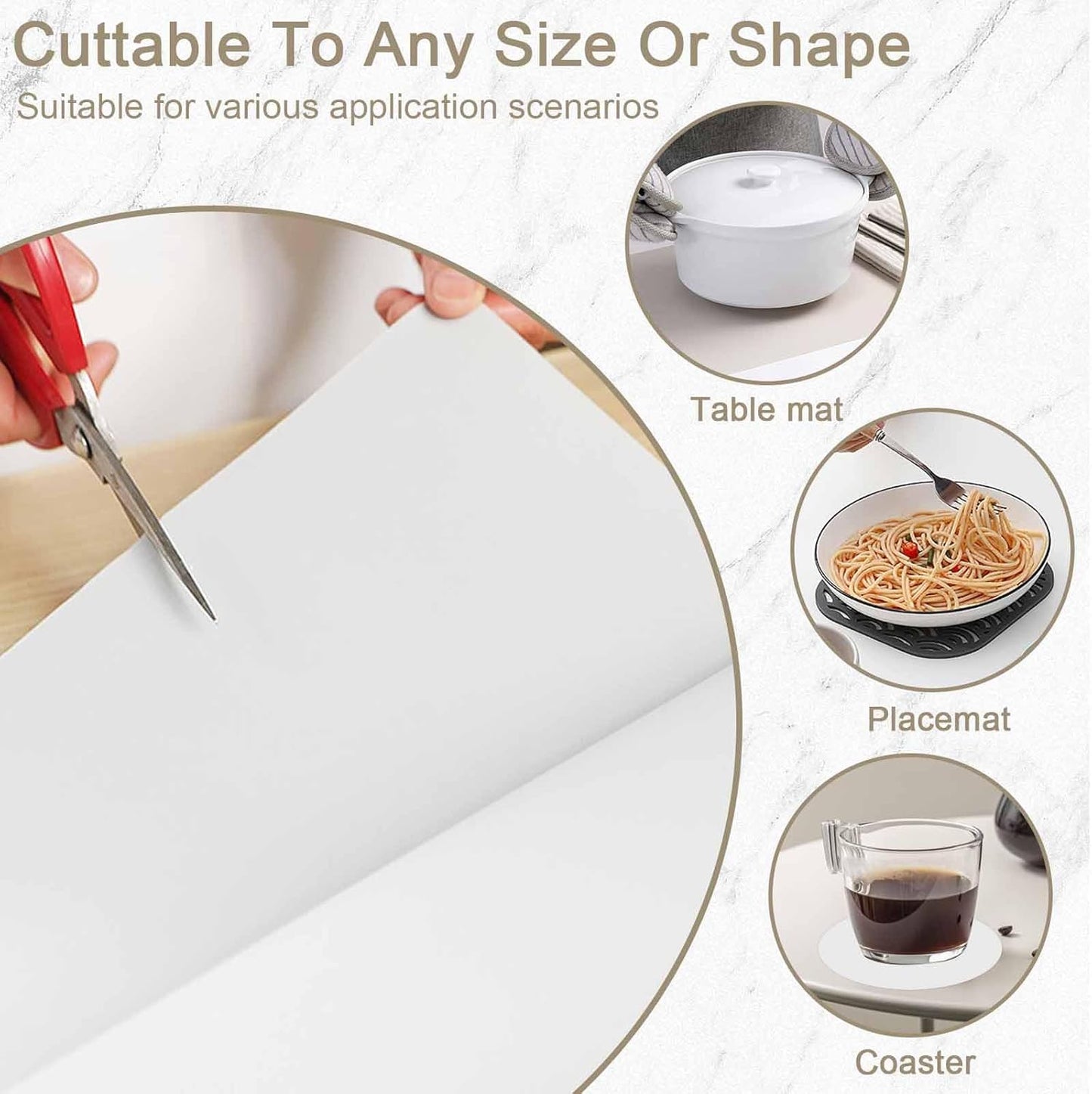 120"x24"(305cmx60cm) Large Silicone Kitchen Counter Mat, Heat Resistant Non-Slip Countertop Protector, Waterproof Multipurpose Mat for Kitchen Island, Light Gray