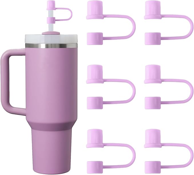 6PCS Purple Silicone Straw Covers Cap by CEDIDJAC