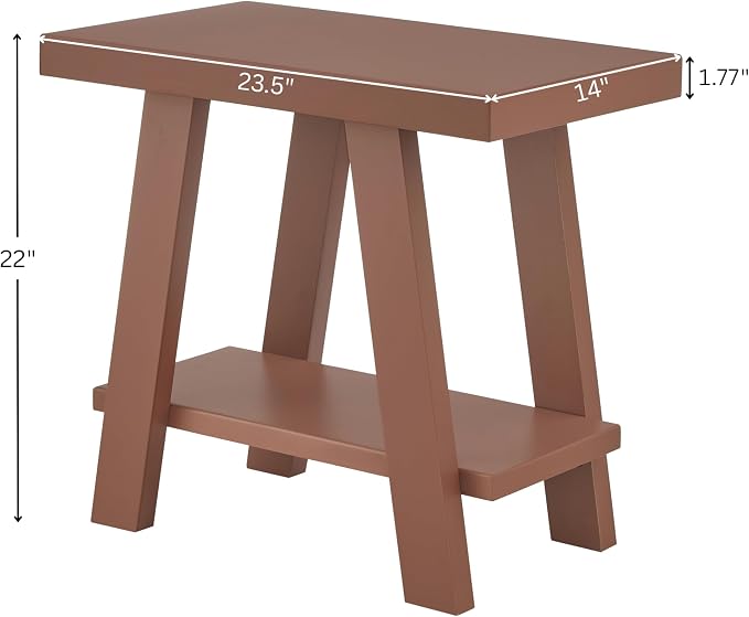 Contemporary Wood End Table in Red, 23.5 Inch Side Table - Image 2