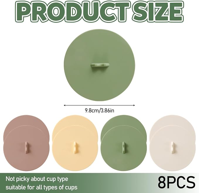 8 Packs Airtight Seal Silicone Cup Covers Set, Anti-Dust Silicone Lids - Image 2