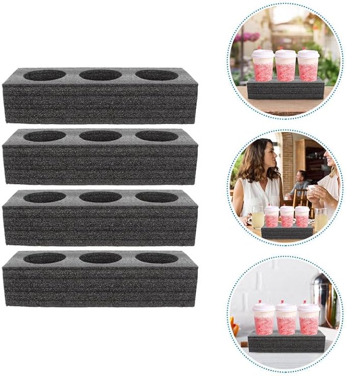 VOSAREA 4pcs Foam Cup Holder 11.79 Inch Pearl Wool Drink Carrier, Takeout Cup - Image 7
