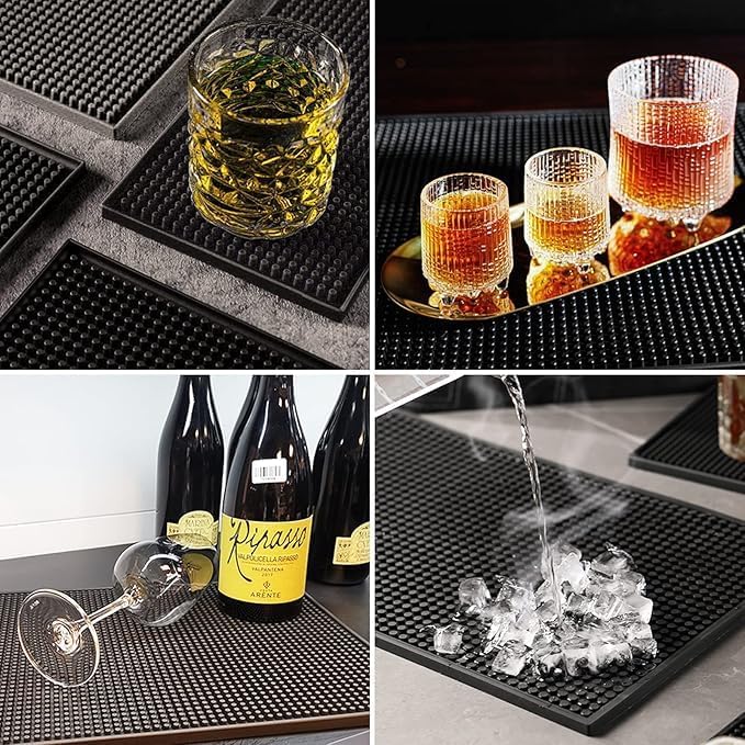 Bar Mats 18"x12" 6 Pack Black, Countertop Coffee Mat - Image 2