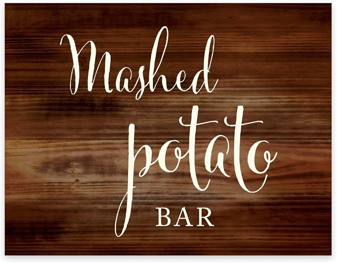 Andaz Press Wedding Party Signs, Rustic Wood Print, 8.5x11-inch, Mashed Potato by AndazPress