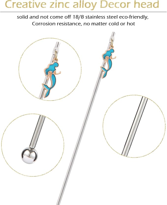 6 Pcs Cocktail Stirrers Swizzle Sticks Stainless Steel 7.5" Coffee Beverage - Image 4