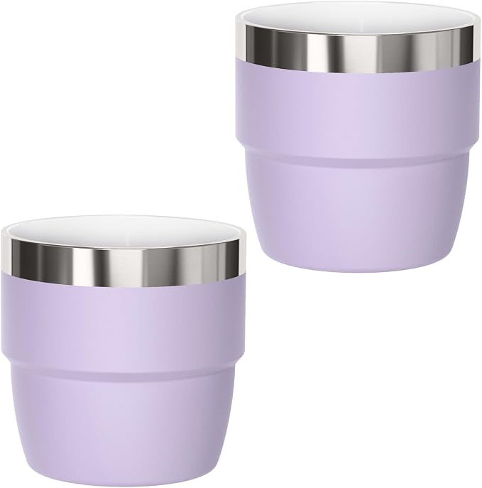 4 oz Small Espresso Cup, Ceramic-Lined 18/8 Stainless Steel, Double-Wall Vacuum by Cafezi