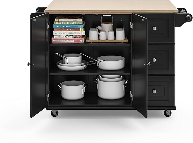 Homestyles Dolly Madison Black Mobile Kitchen Island Cart - Image 13