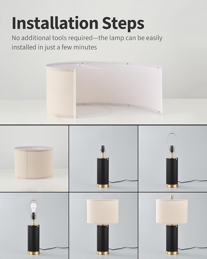KDG 23.4" White PU Leather Table Lamps - Image 7