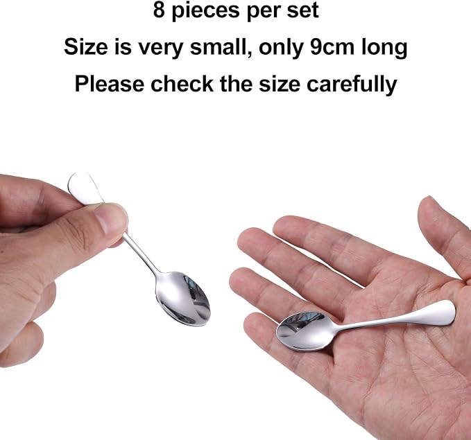 8pcs Stainless Steel Tiny Seasoning Spoons, 3.54in Small Condiment Scoop - Image 3