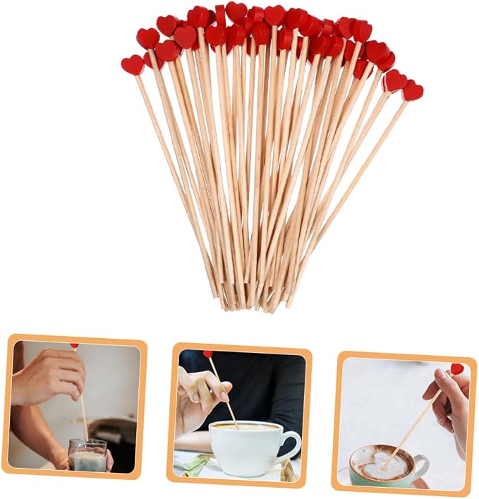 200pcs Heart Design Wooden Stir Sticks - Image 8